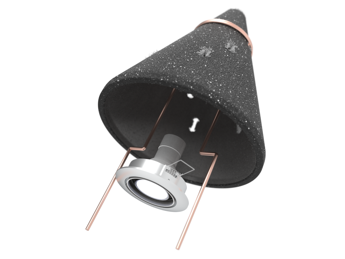 dettaglio di un coprifaretto conico